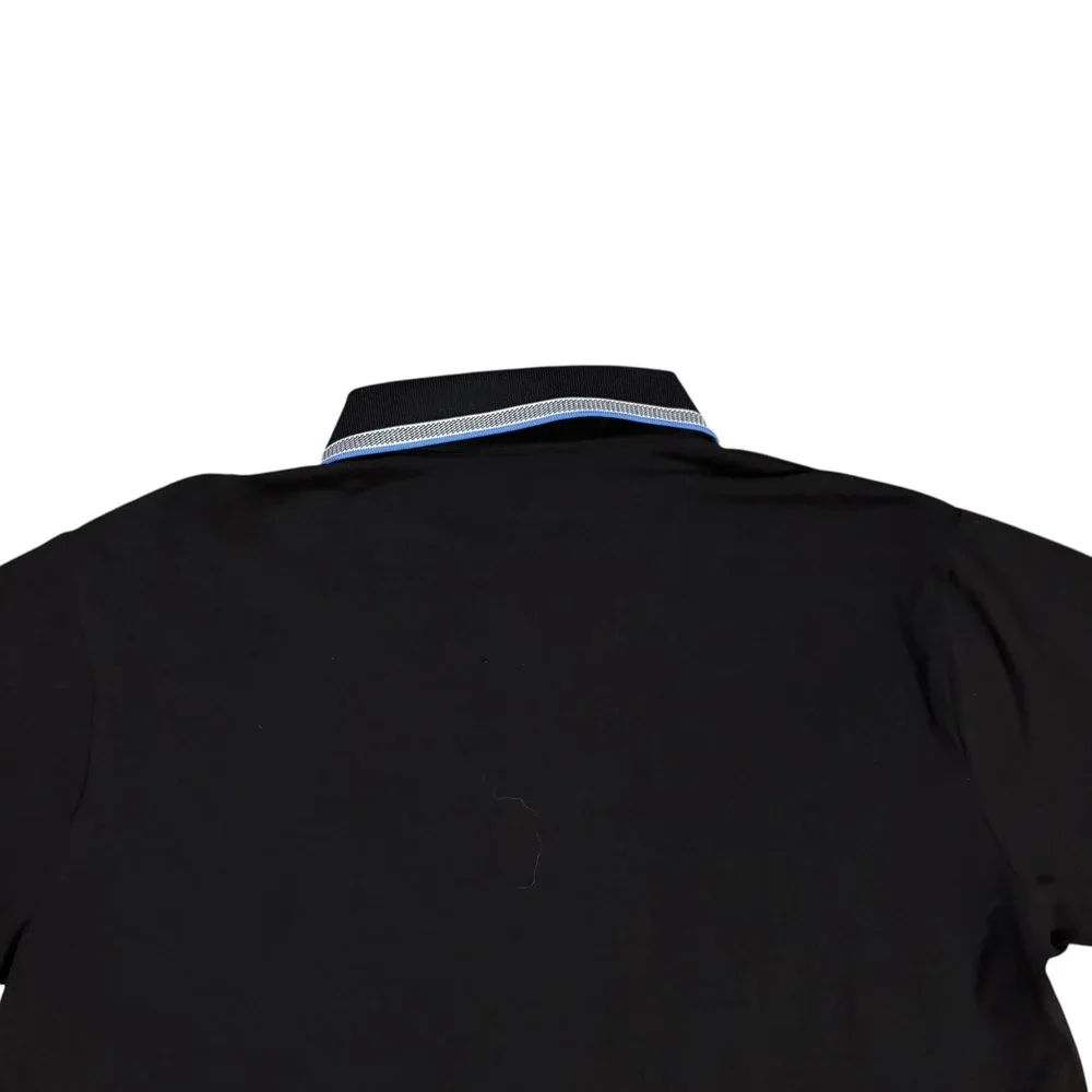 Stone Falcon Mens Black Marina Blue Tipped Polo Shirt SFTS-23010 Medium‎ NWT